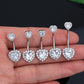 14G Double Coeur Cristal CZ Argent et Or Rose Nombril Anneau