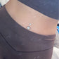 14G Double Heart Crystal CZ Silver and Rose Gold Belly Button Ring