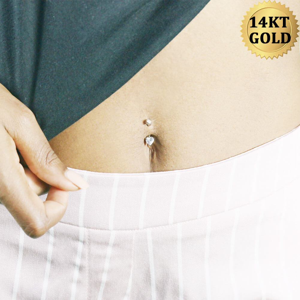 heart belly ring - OUFER BODY JEWELRY 