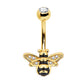 14G Golden Bee Belly Button Ring Stainless Steel Body Jewelry - OUFER BODY JEWELRY 