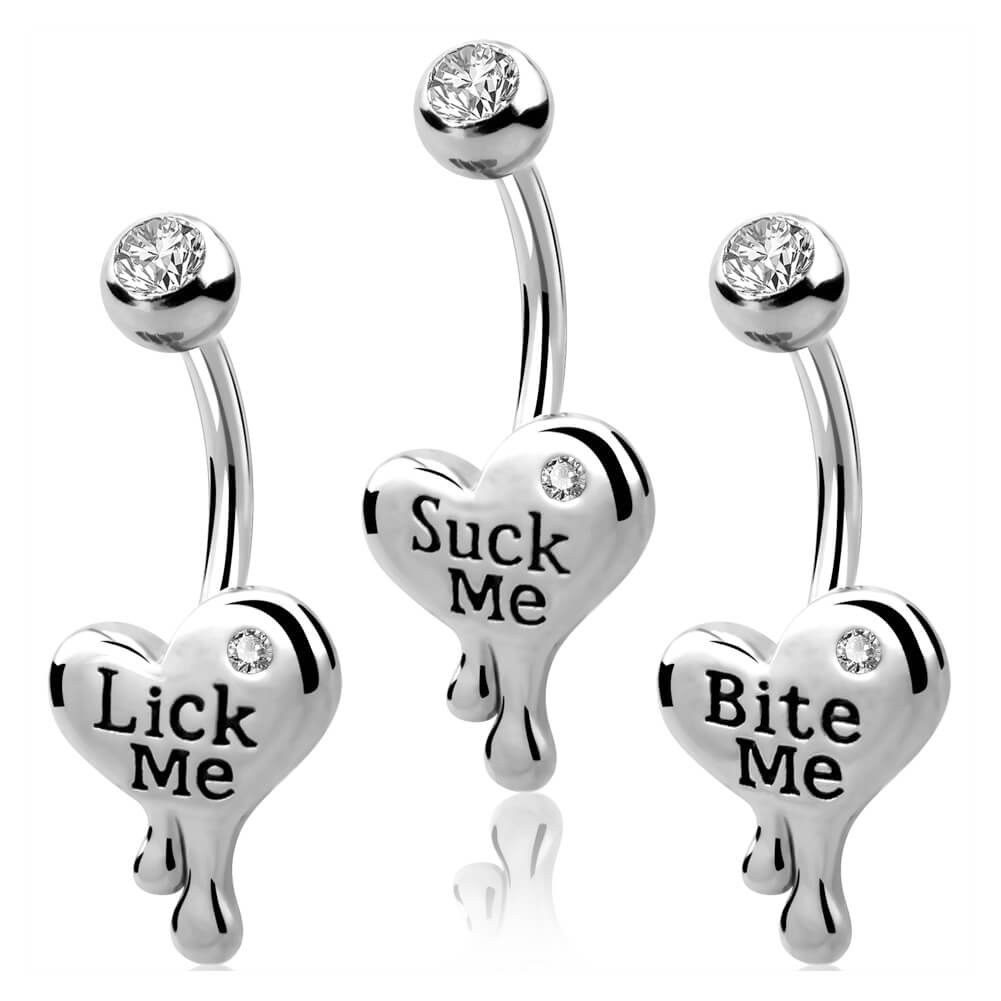 heart and letter belly rings