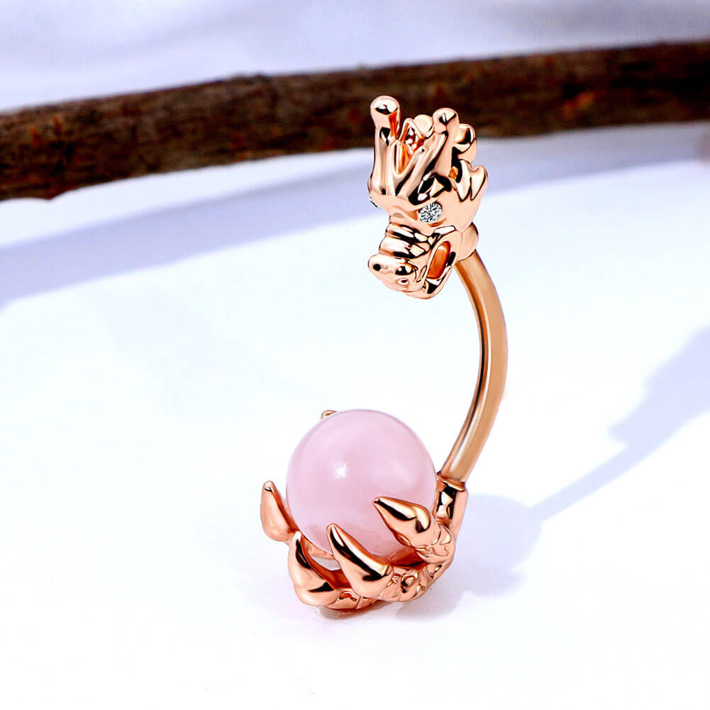 rose gold dragon belly button ring