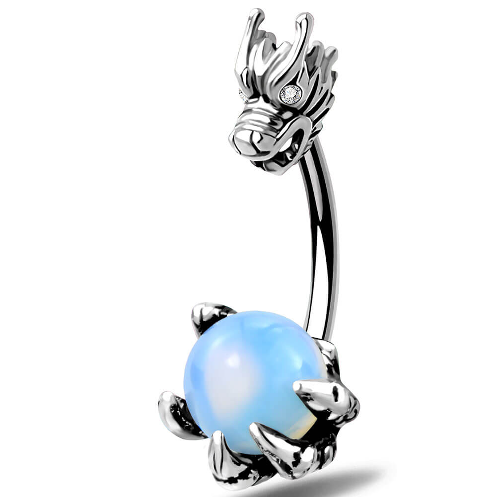 dragon belly button ring- blue