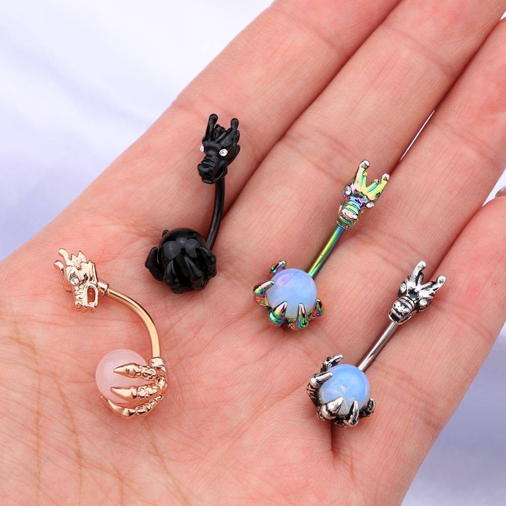 dragon belly ring set-OUFER BODY JEWELRY