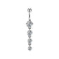 14G Surgical Steel Round Clear CZ Dangle Simple Belly Button Ring - OUFER BODY JEWELRY 