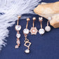 14G Rose Gold Stainless Steel Clear CZ Belly Button Rings Set 2 - OUFER BODY JEWELRY