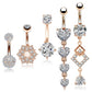 14G Rose Gold Stainless Steel Clear CZ Belly Button Rings Set 2 - OUFER BODY JEWELRY 