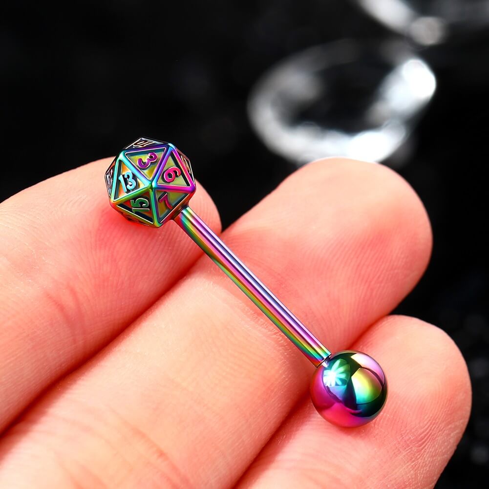 dice internally threaded tongue ring