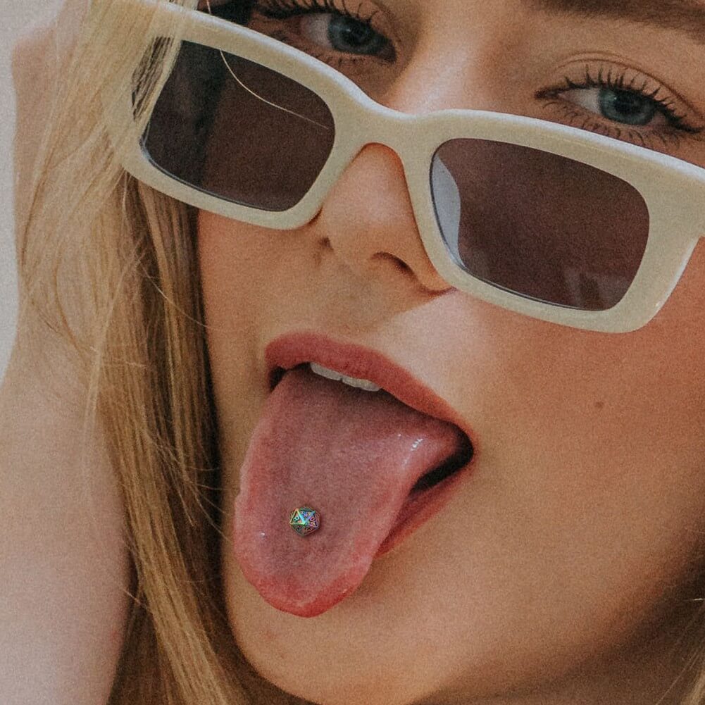 dice tongue piercing