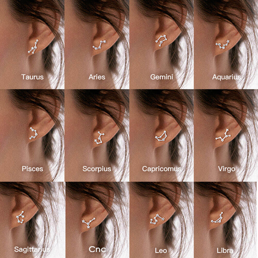 16G Twelve Constellation Cartilage Stud Earrings – OUFER BODY JEWELRY