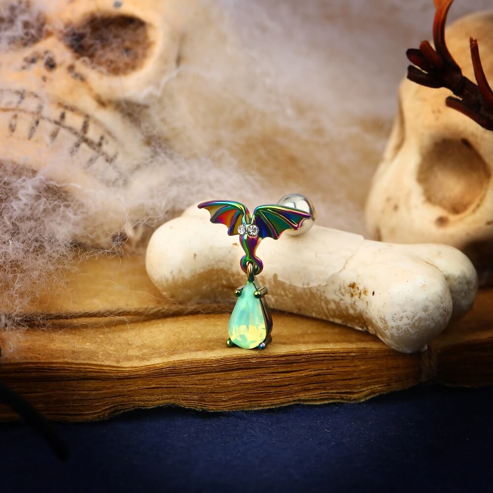 Aurora Borealis Bat cartilage stud - oufer body jewelry