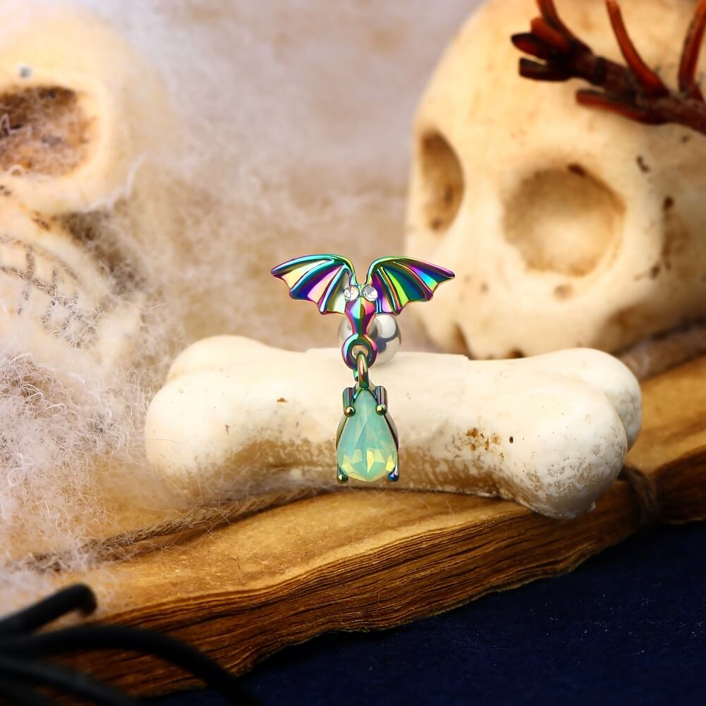 rainbow bat cartilage stud - oufer body jewelry