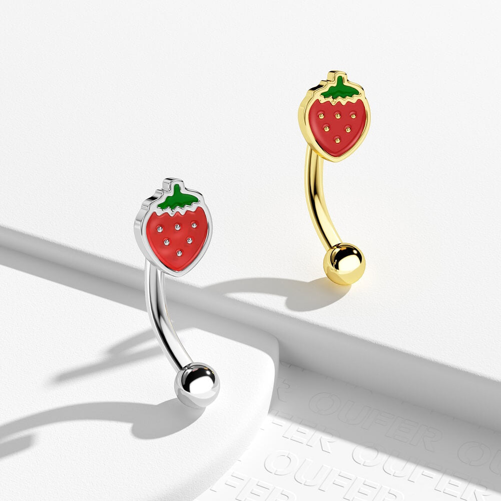 strawberry rook piercing barbell