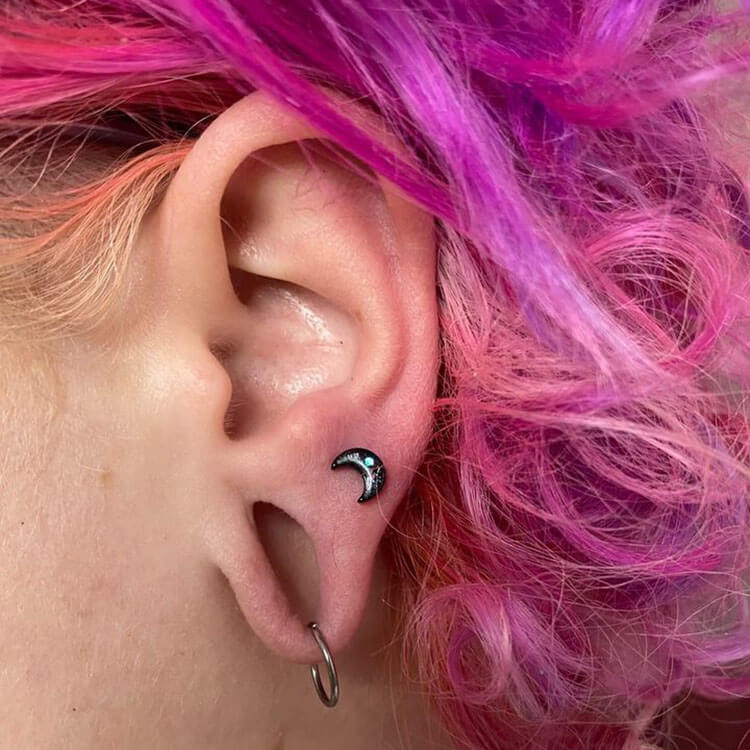 moon cartilage earring set