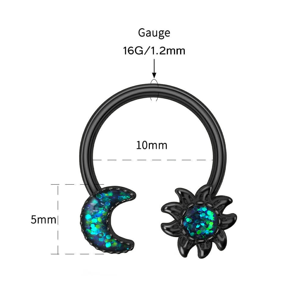 black sun and moon septum ring oufer body jewelry