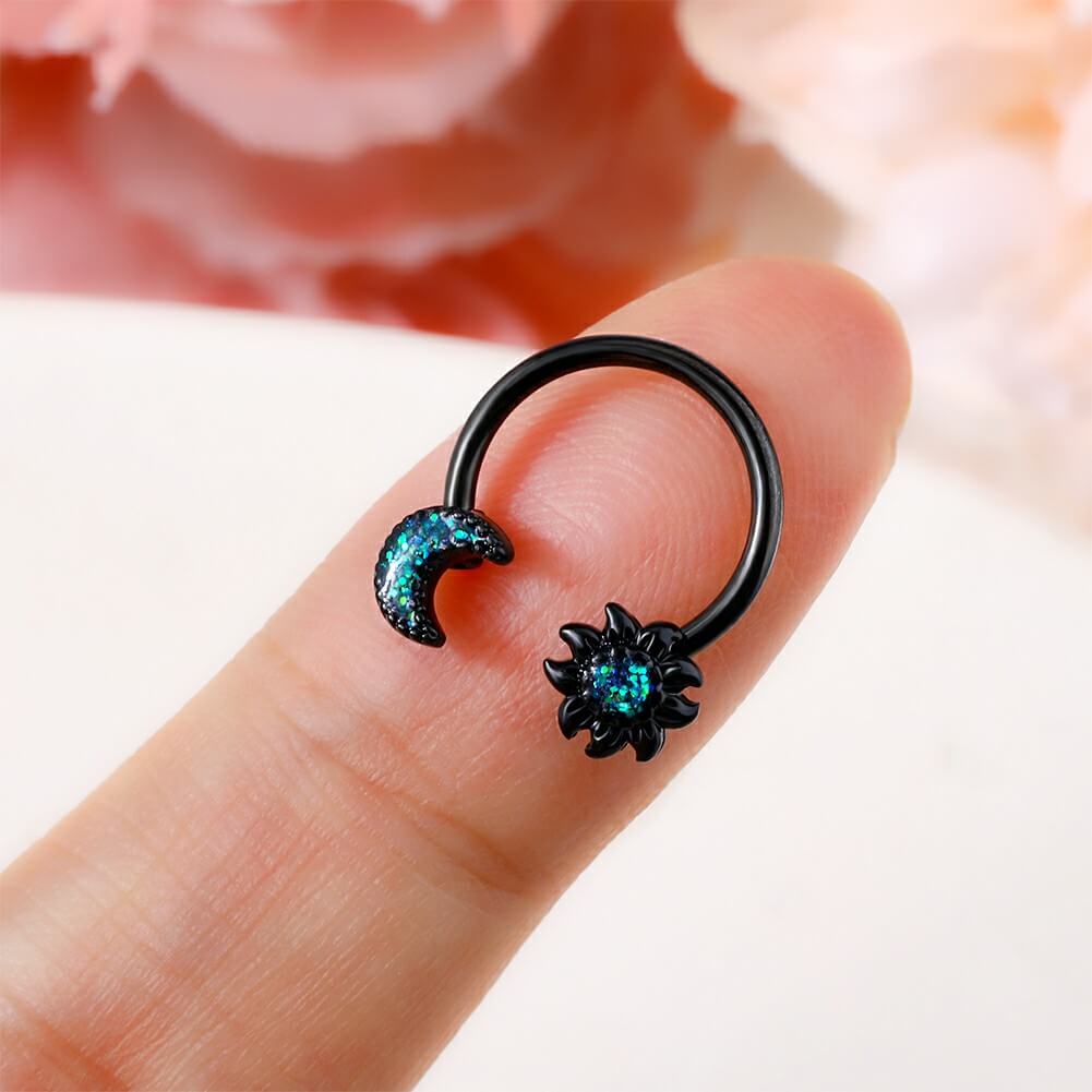 black sun and moon septum ring oufer body jewelry