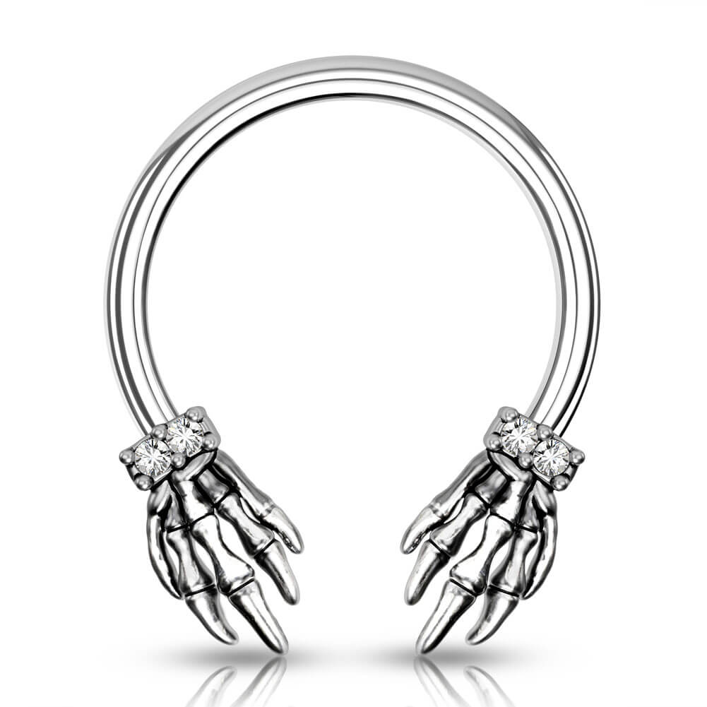 skull hand horseshoe septum ring