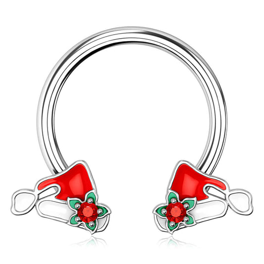 Christmas 16g septum horseshoe