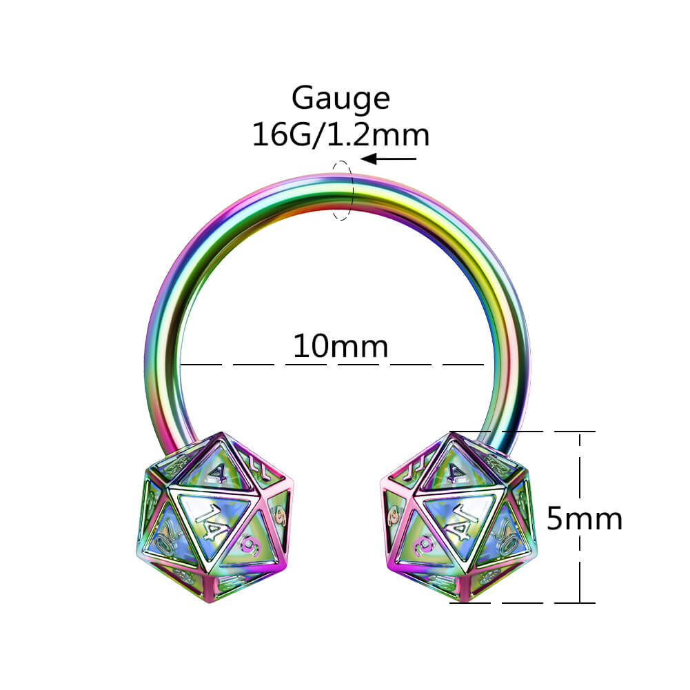 rainbow dice septum jewelry