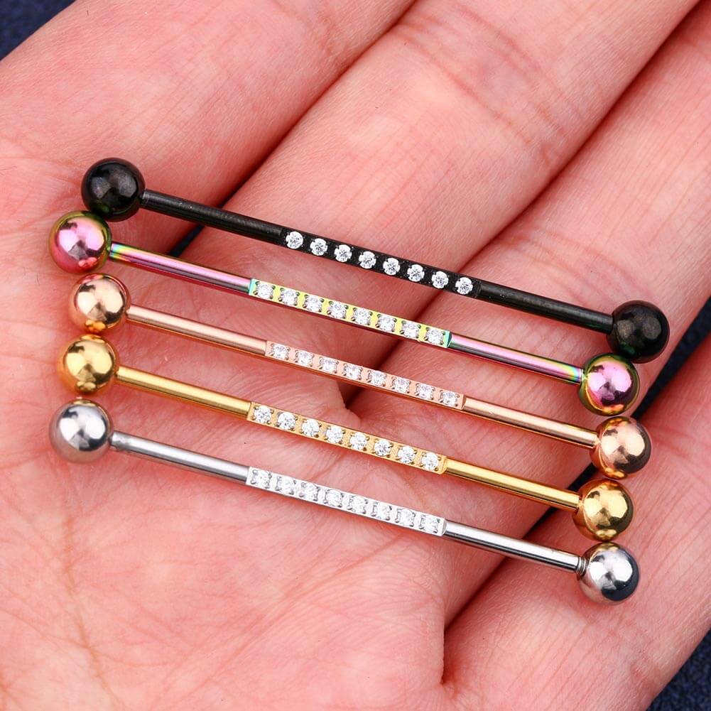 14G Colorful CZ Industrial Barbell  Cartilage Earrings