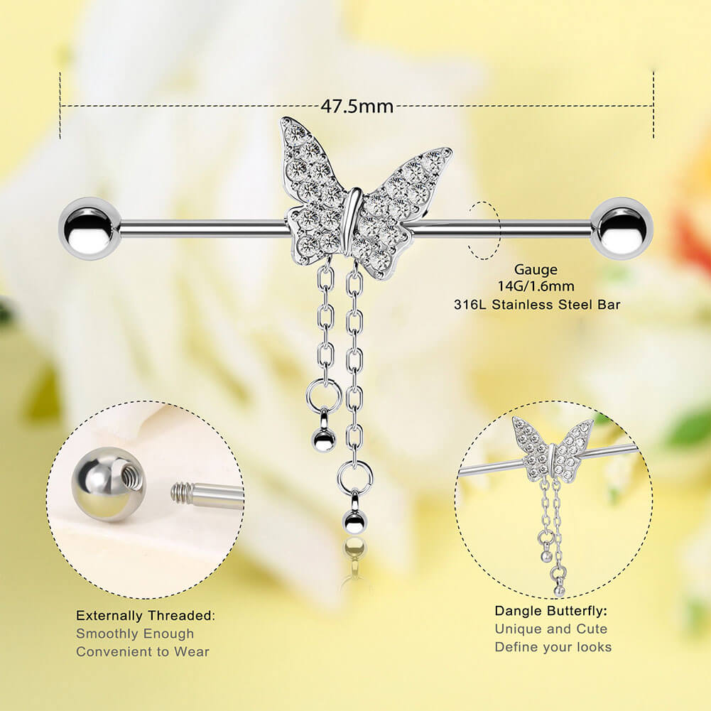 stainless steel butterfly industrial piercing