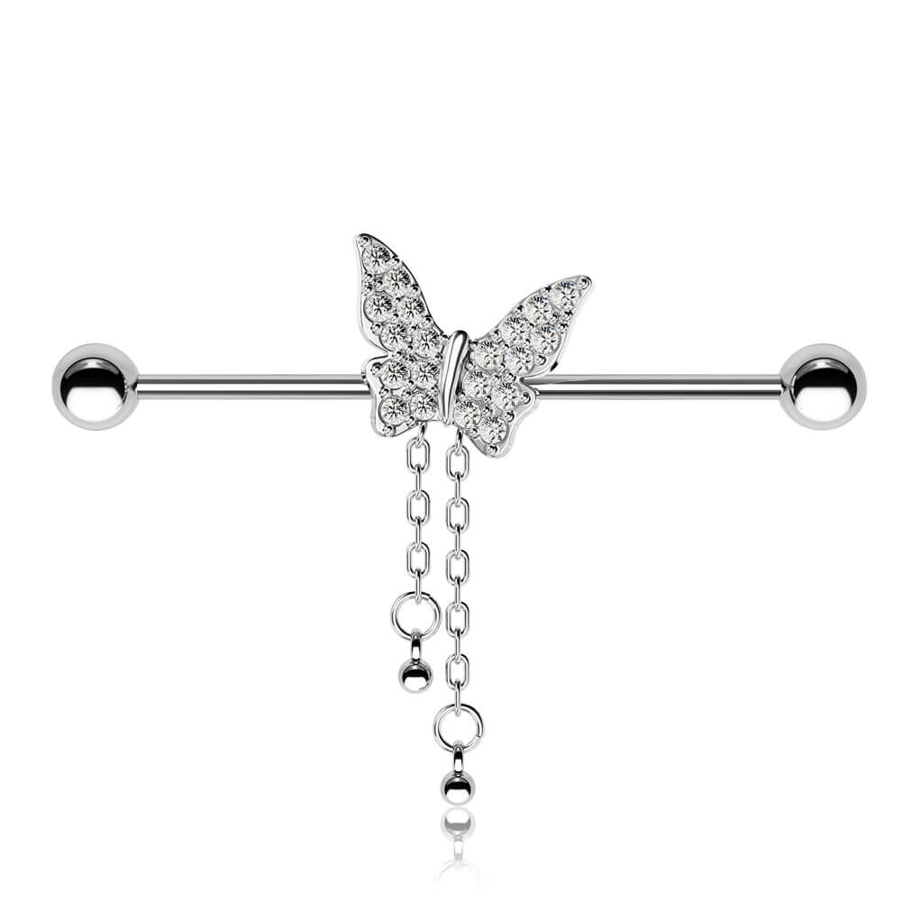 butterfly industrial piercing barbell