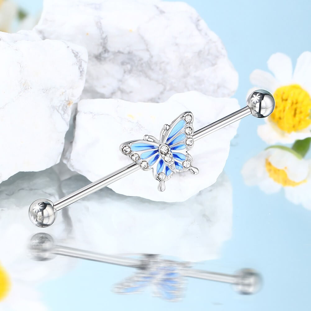 butterfly industrial piercing jewelry 