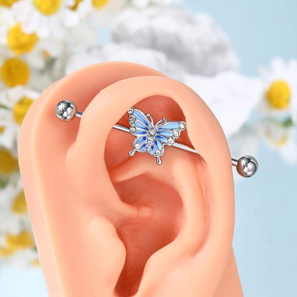 blue butterfly industrial barbell