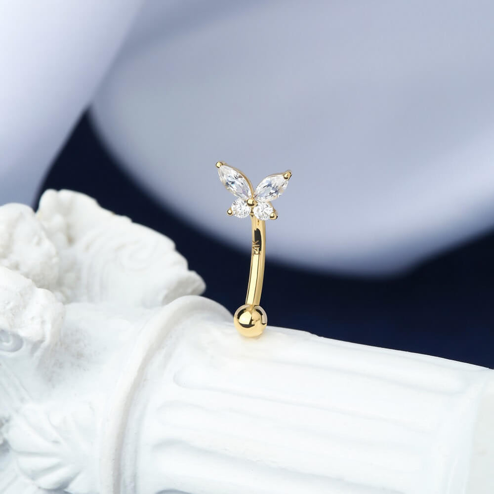 14K Gold Rook Piercing Jewelry 16G Butterfly Cute Rook Earrings