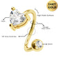 14K Gold 16G Heart CZ S-shaped Cartilage Earring