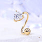 14K Gold 16G Heart CZ S-shaped Cartilage Earring