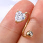 14K Gold 16G Heart CZ S-shaped Cartilage Earring