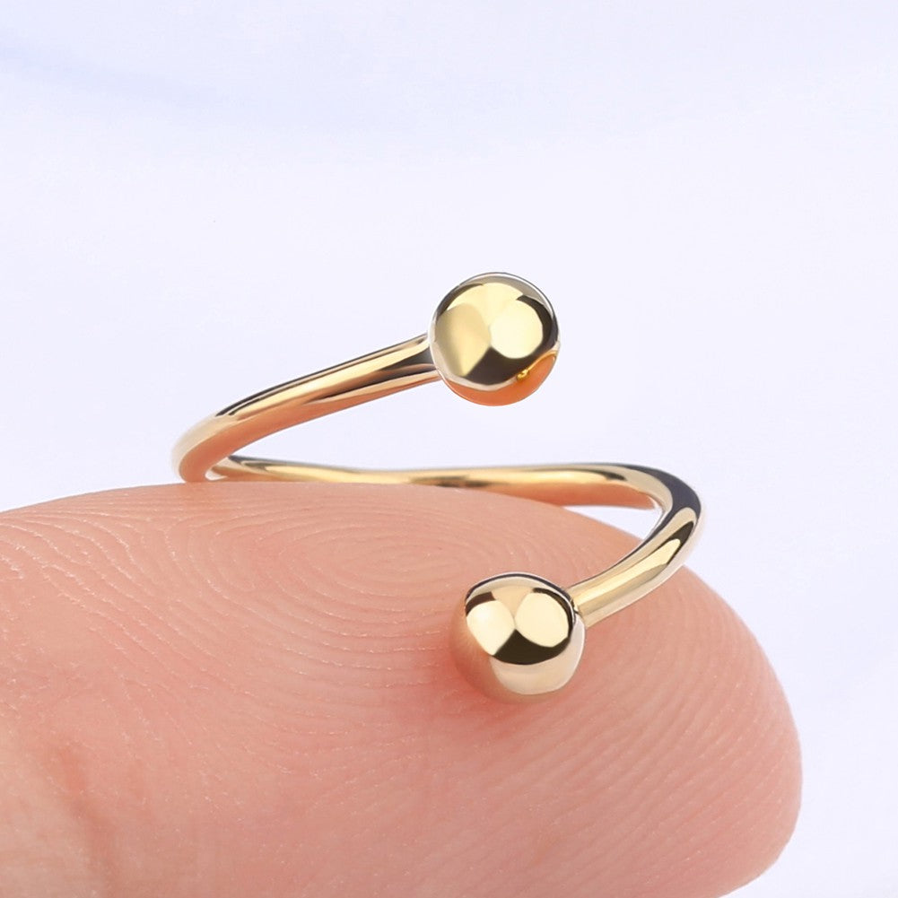 14K Gold 18G S-shaped Cartilage Helix Earring