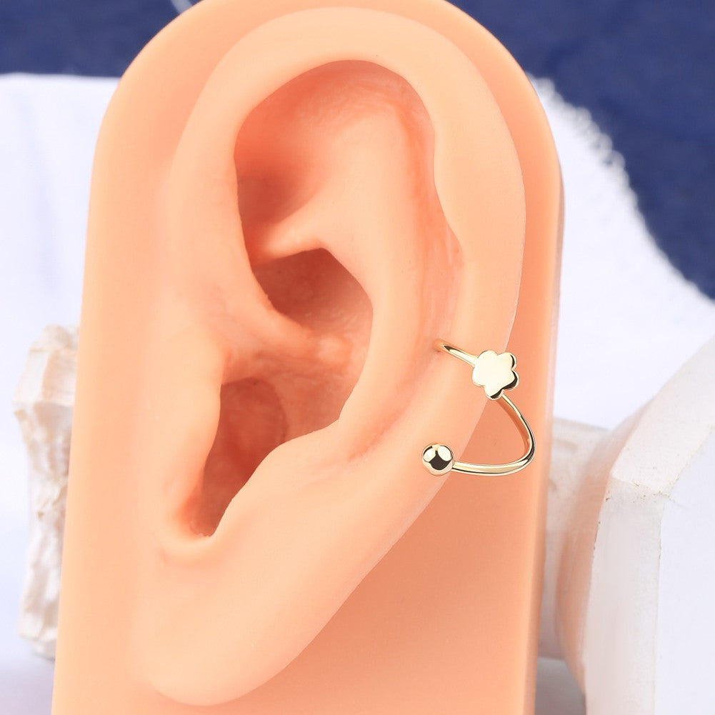 14K Solid Gold 18G Flower S-shaped Helix Earring