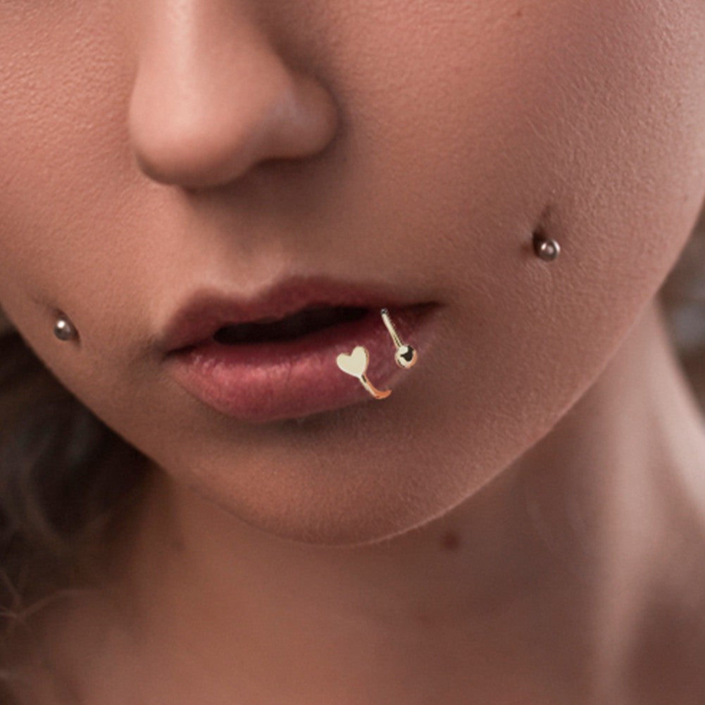 14K Gold Heart S-Shaped Cartilage Earring