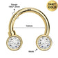 14K Gold CZ Horseshoe Septum Ring 16G Daith Helix Earring