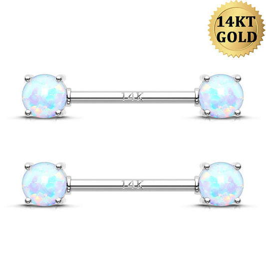 oufer white gold nipple bars