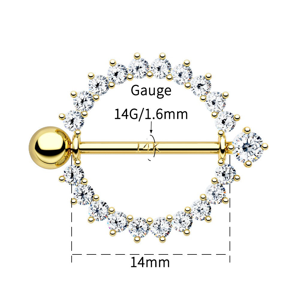 14g 14k gold nipple shield