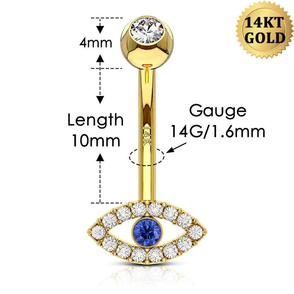 14g evil eye belly ring
