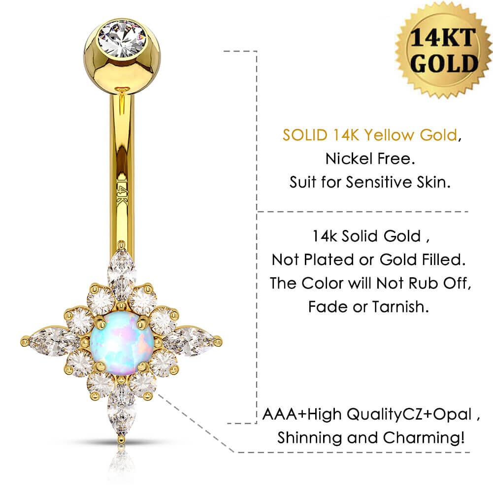 solid gold cross belly button ring