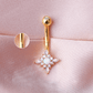 14k gold cross belly button ring