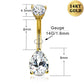14KT Gold Teardrop CZ Belly Button Rings 14G Navel Ring