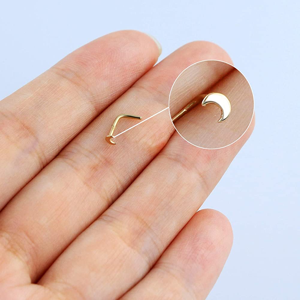 L shaped moon nose ring