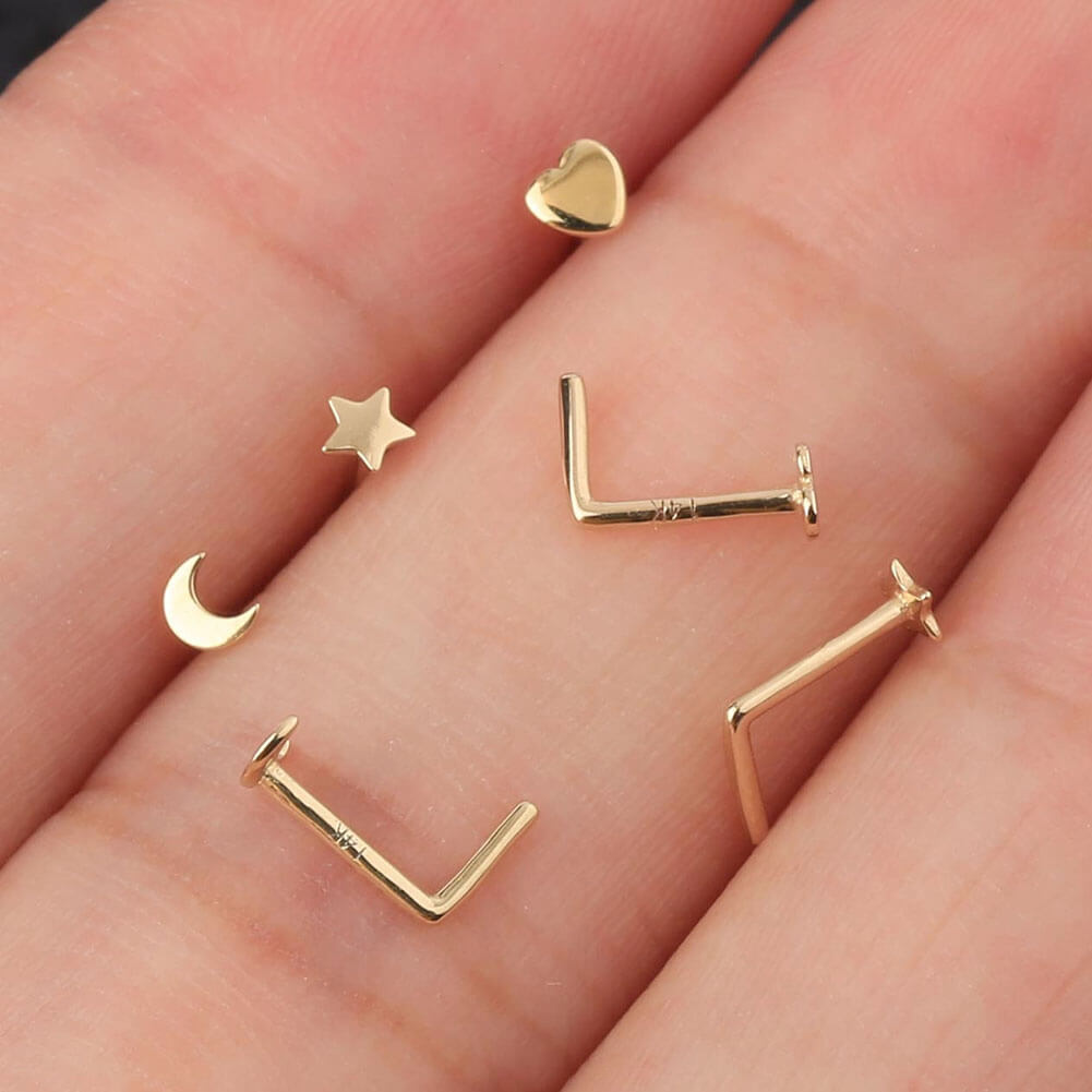l shaped nose ring stud