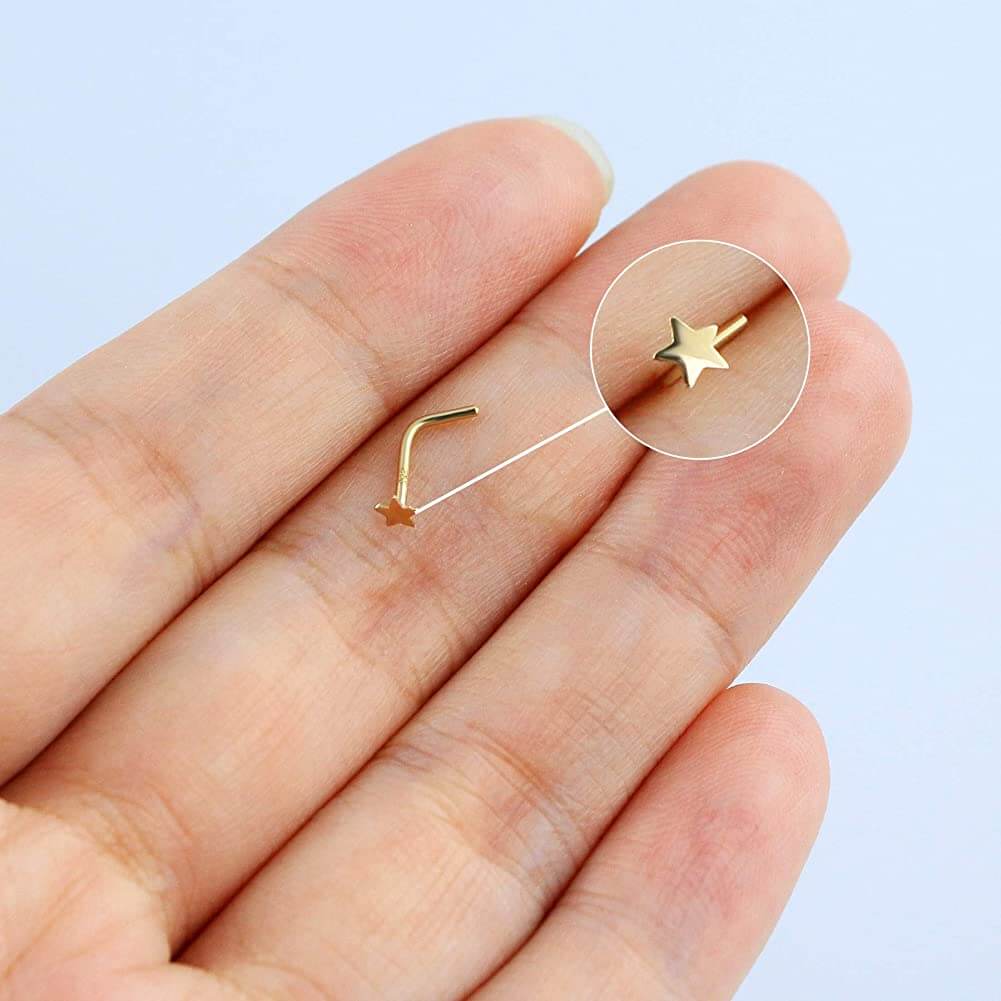 star l shaped nose ring stud
