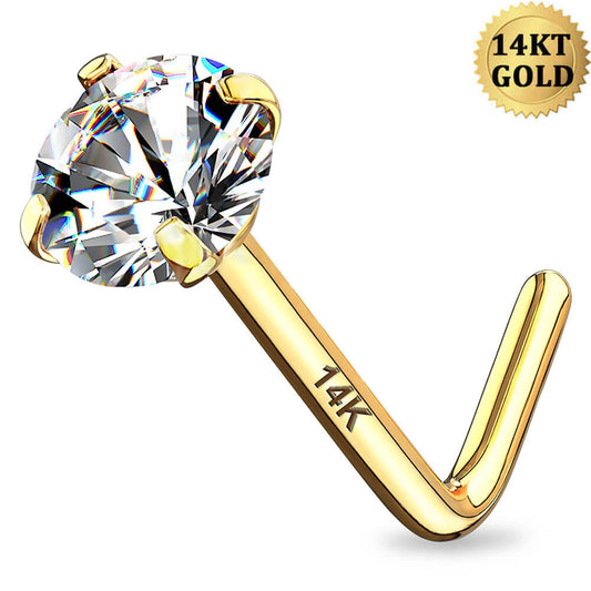 gold diamond nose stud