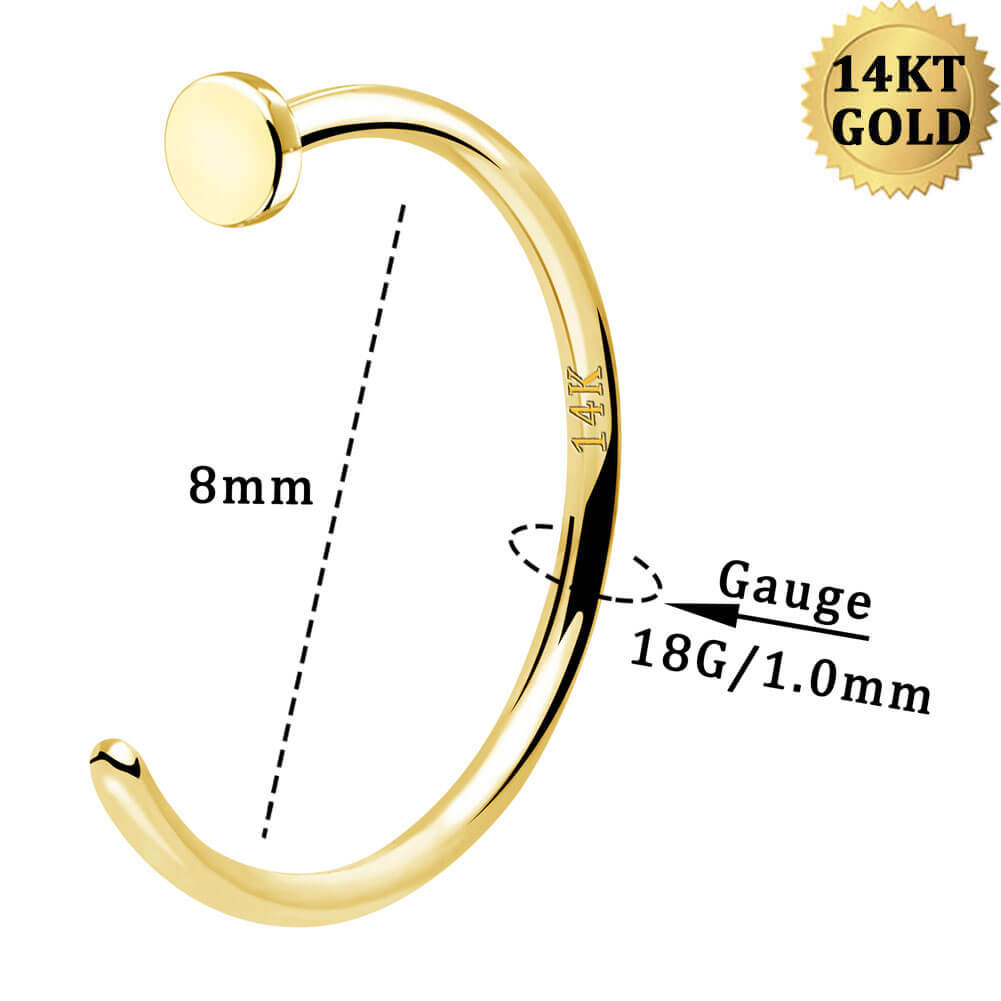 Half Eternity 0.07ctw Moissanite 14Kt White Gold Nose Hoop Ring - 20G Nose  Ring / 8mm Diameter Cartilage Ring-MNTW - Walmart.com