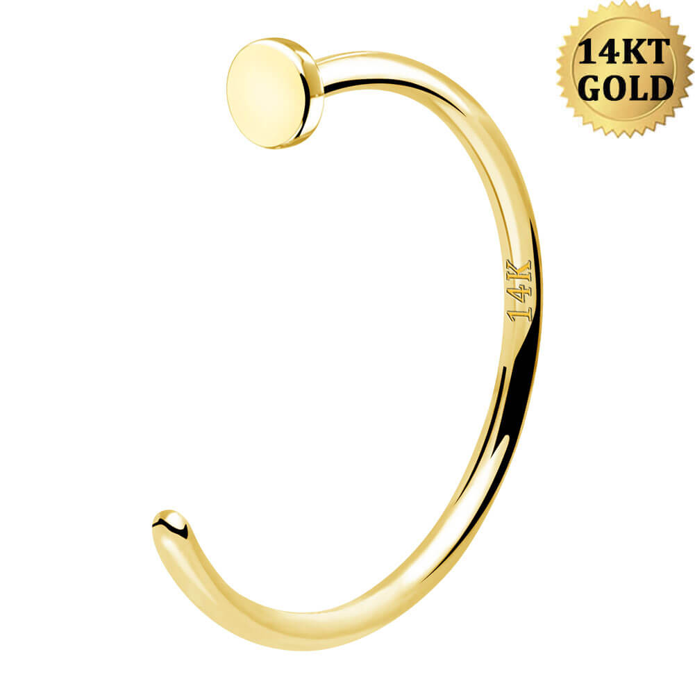 14K Gold Nose Ring with Diamond 20G Double Hoop – OUFER BODY JEWELRY