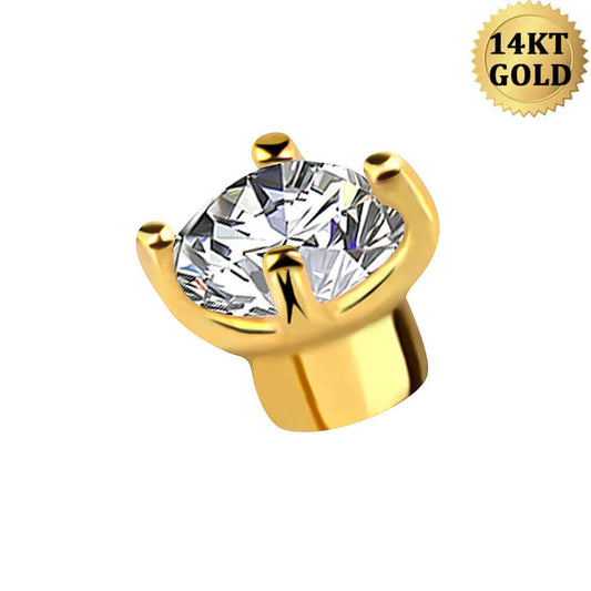 14K oro claro CZ reemplazo bola 14G vientre anillos 14G CZ bola