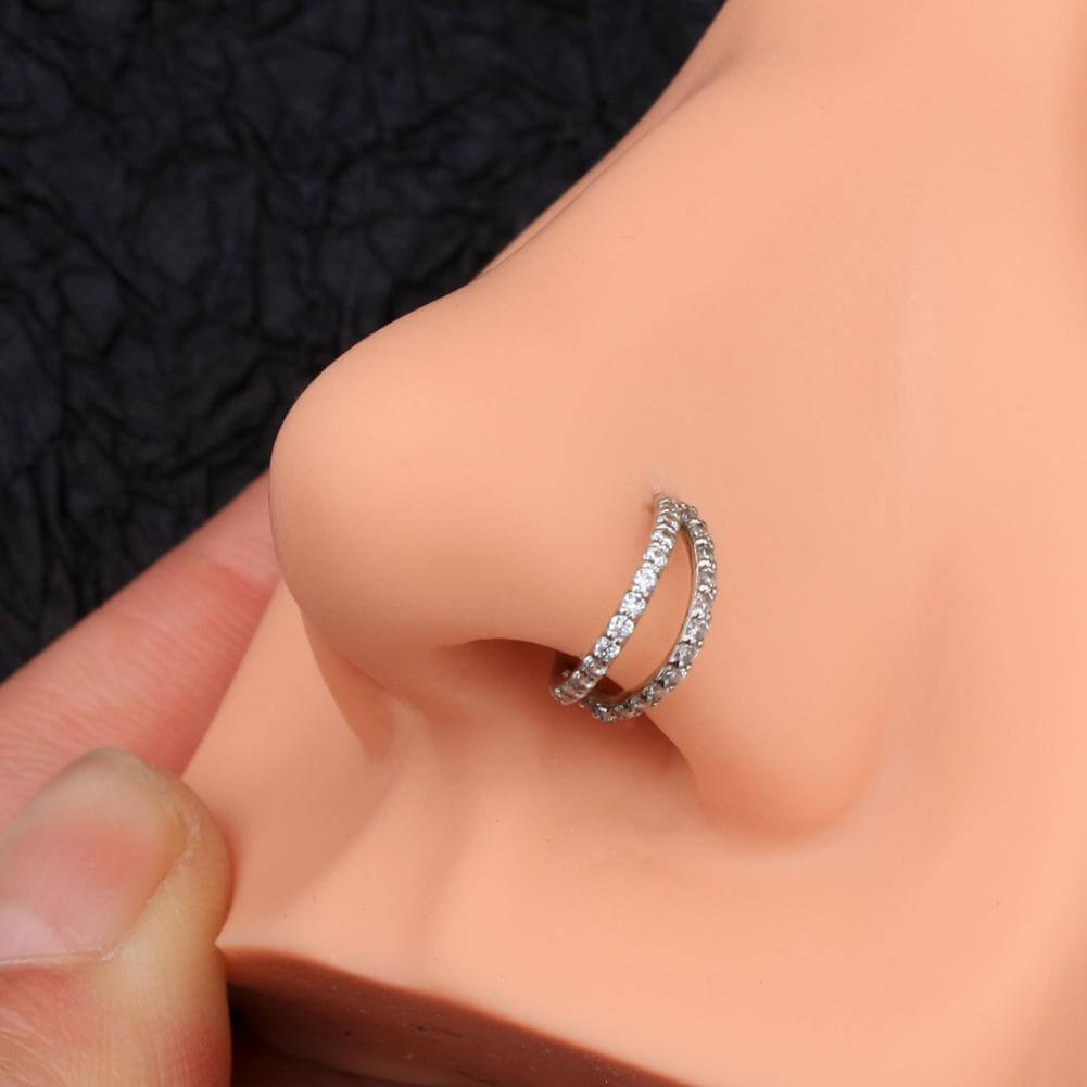 white gold nose ring with diamond